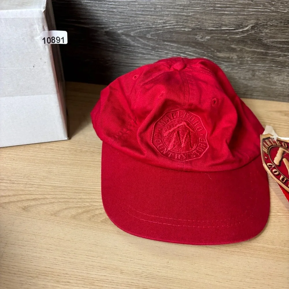 VINTAGE Marlboro Hat Cap Strap Back Red Country Store Cowboy Cigarette 90s NWT